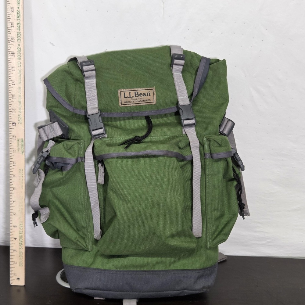 L.L. Bean Backpack Green Continental Rucksack Travel Hiking Bag
